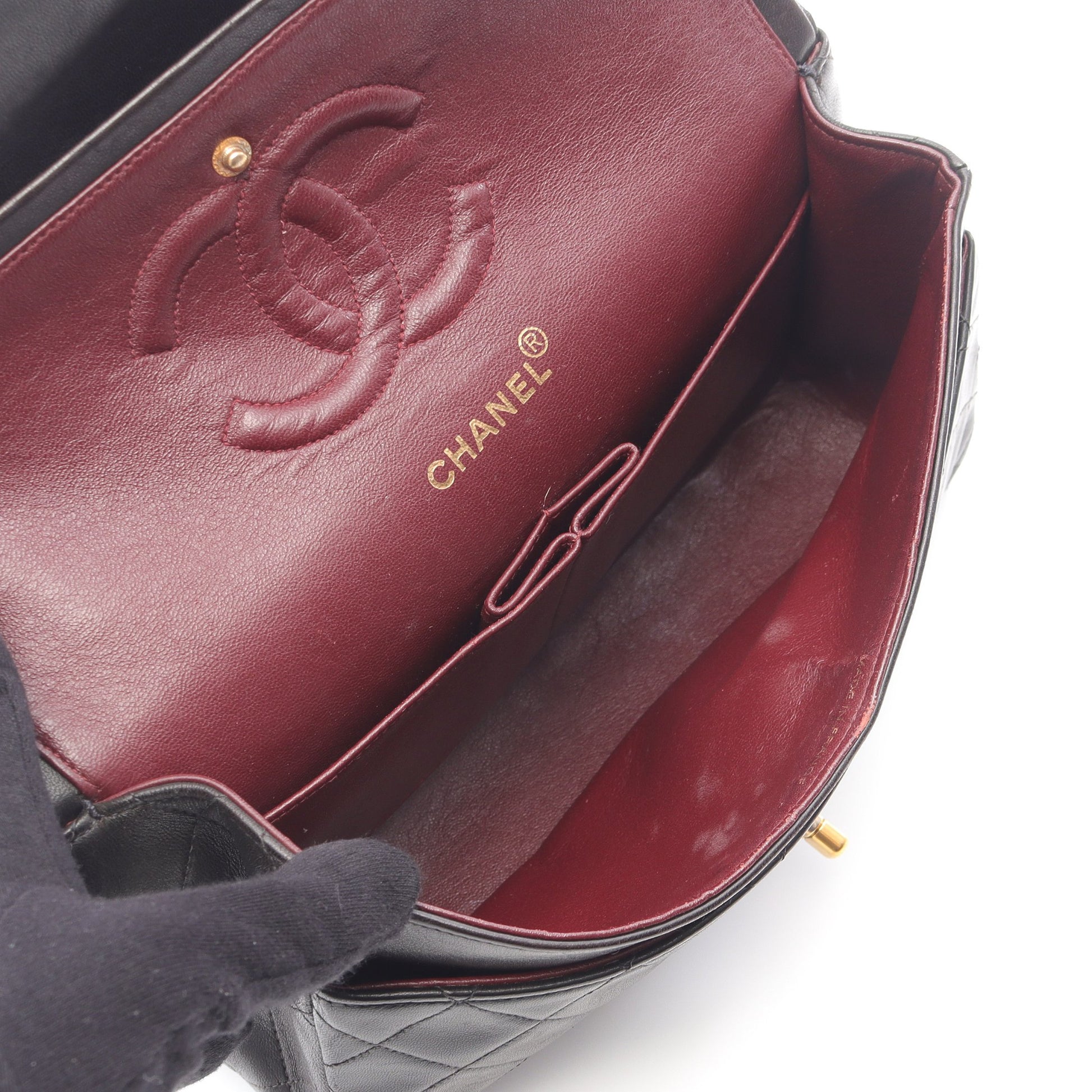 マトラッセ Wフラップ Wチェーンショルダーバッグ ラムスキン ブラック ゴールド金具 シャネル バッグ CHANEL