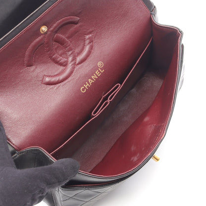 マトラッセ Wフラップ Wチェーンショルダーバッグ ラムスキン ブラック ゴールド金具 シャネル バッグ CHANEL