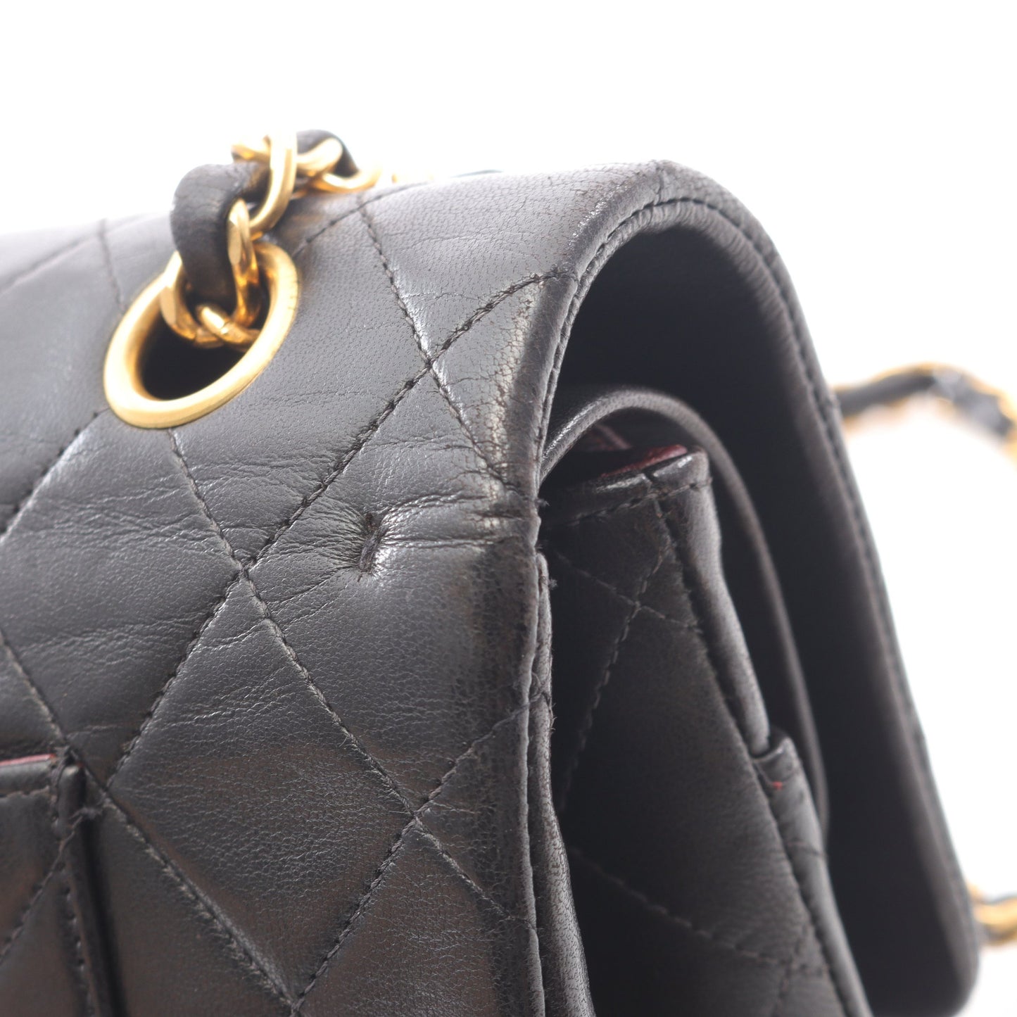 マトラッセ Wフラップ Wチェーンショルダーバッグ ラムスキン ブラック ゴールド金具 シャネル バッグ CHANEL