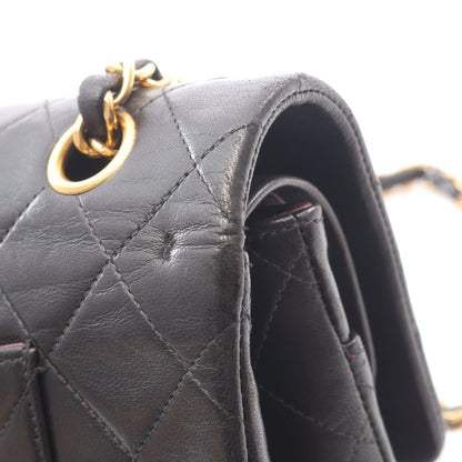 マトラッセ Wフラップ Wチェーンショルダーバッグ ラムスキン ブラック ゴールド金具 シャネル バッグ CHANEL