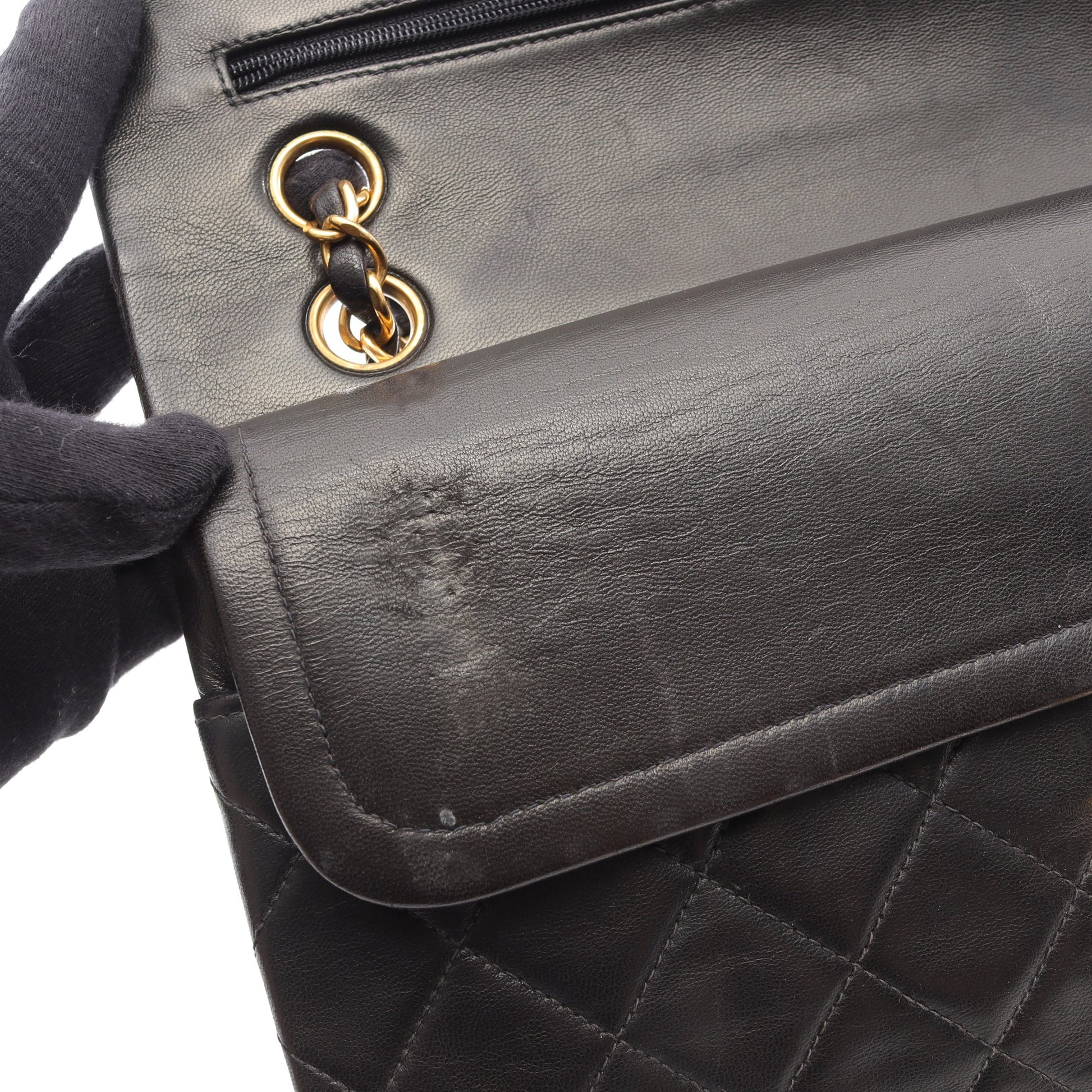 マトラッセ Wフラップ Wチェーンショルダーバッグ ラムスキン ブラック ゴールド金具 シャネル バッグ CHANEL