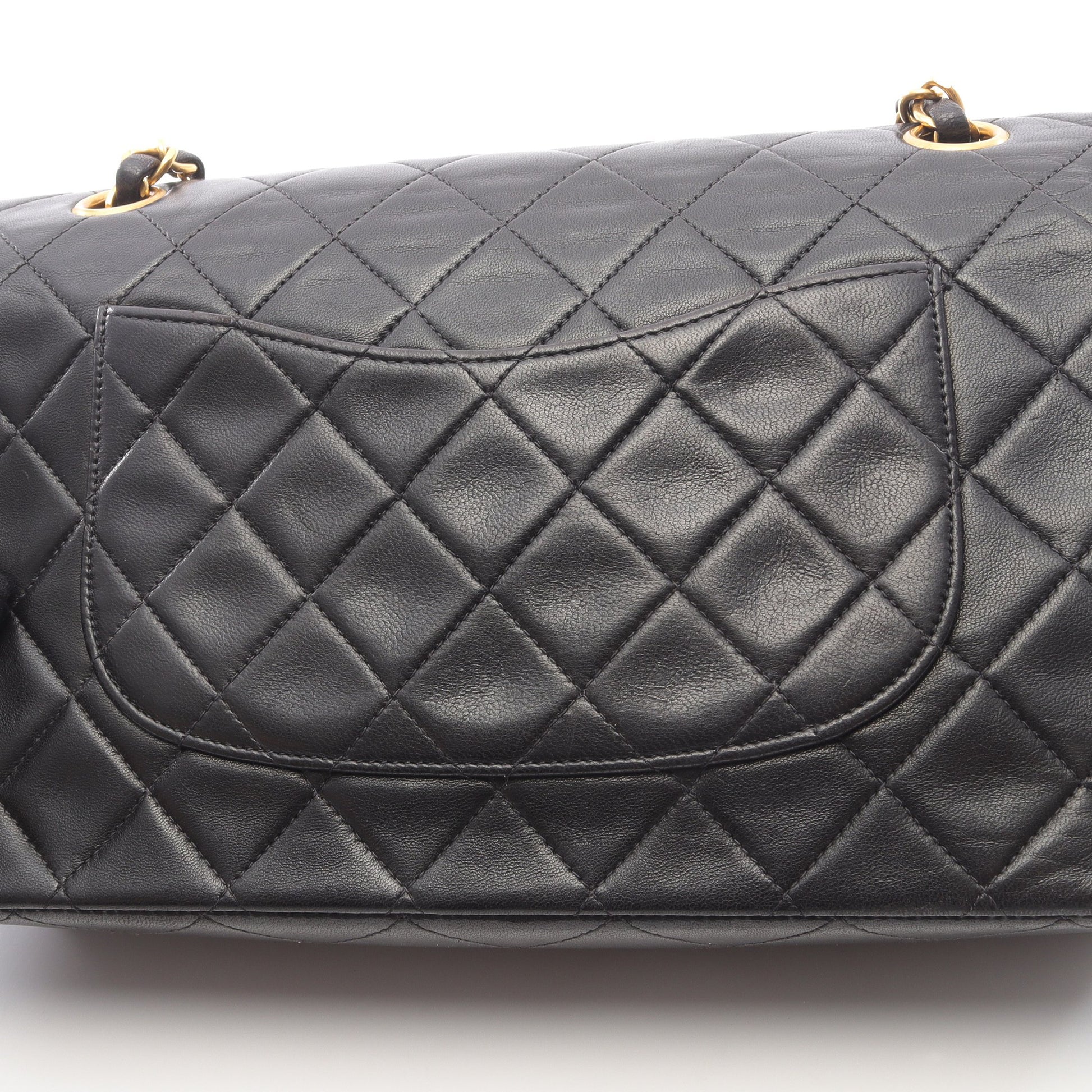 マトラッセ Wフラップ Wチェーンショルダーバッグ ラムスキン ブラック ゴールド金具 シャネル バッグ CHANEL