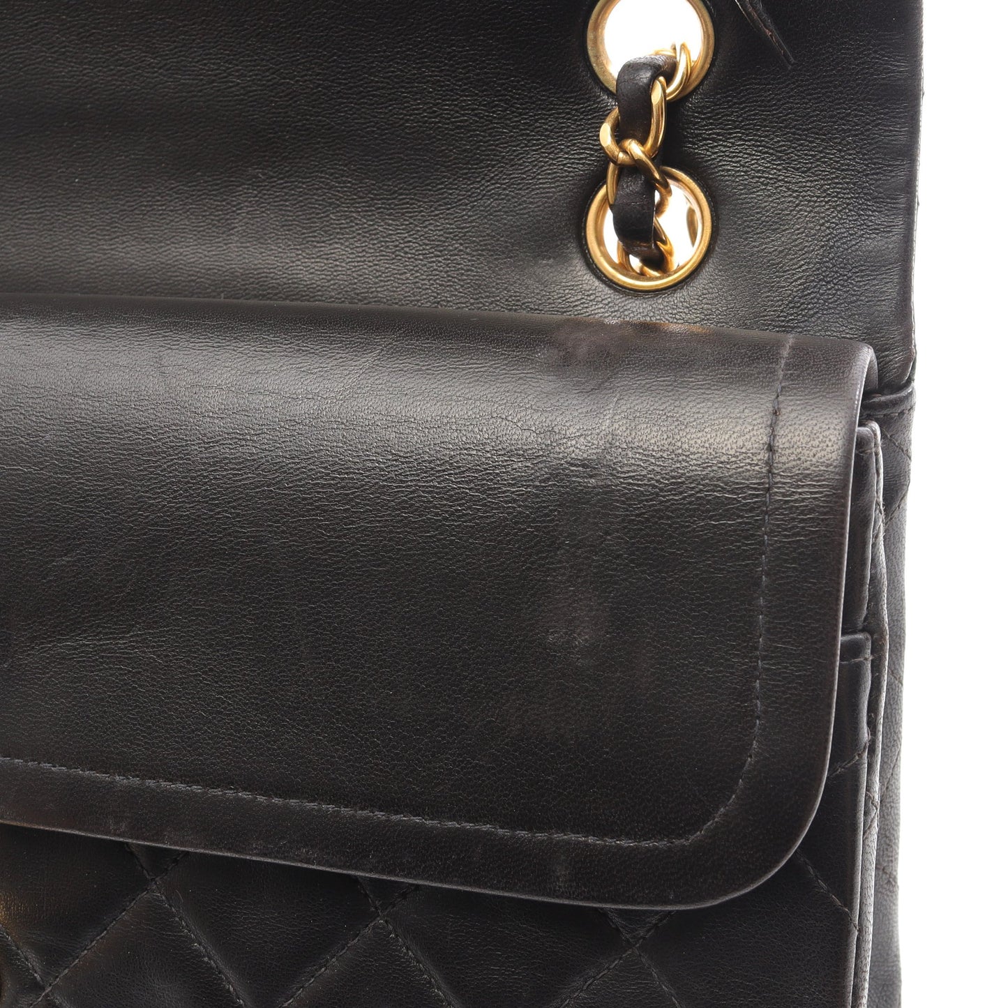 マトラッセ Wフラップ Wチェーンショルダーバッグ ラムスキン ブラック ゴールド金具 シャネル バッグ CHANEL