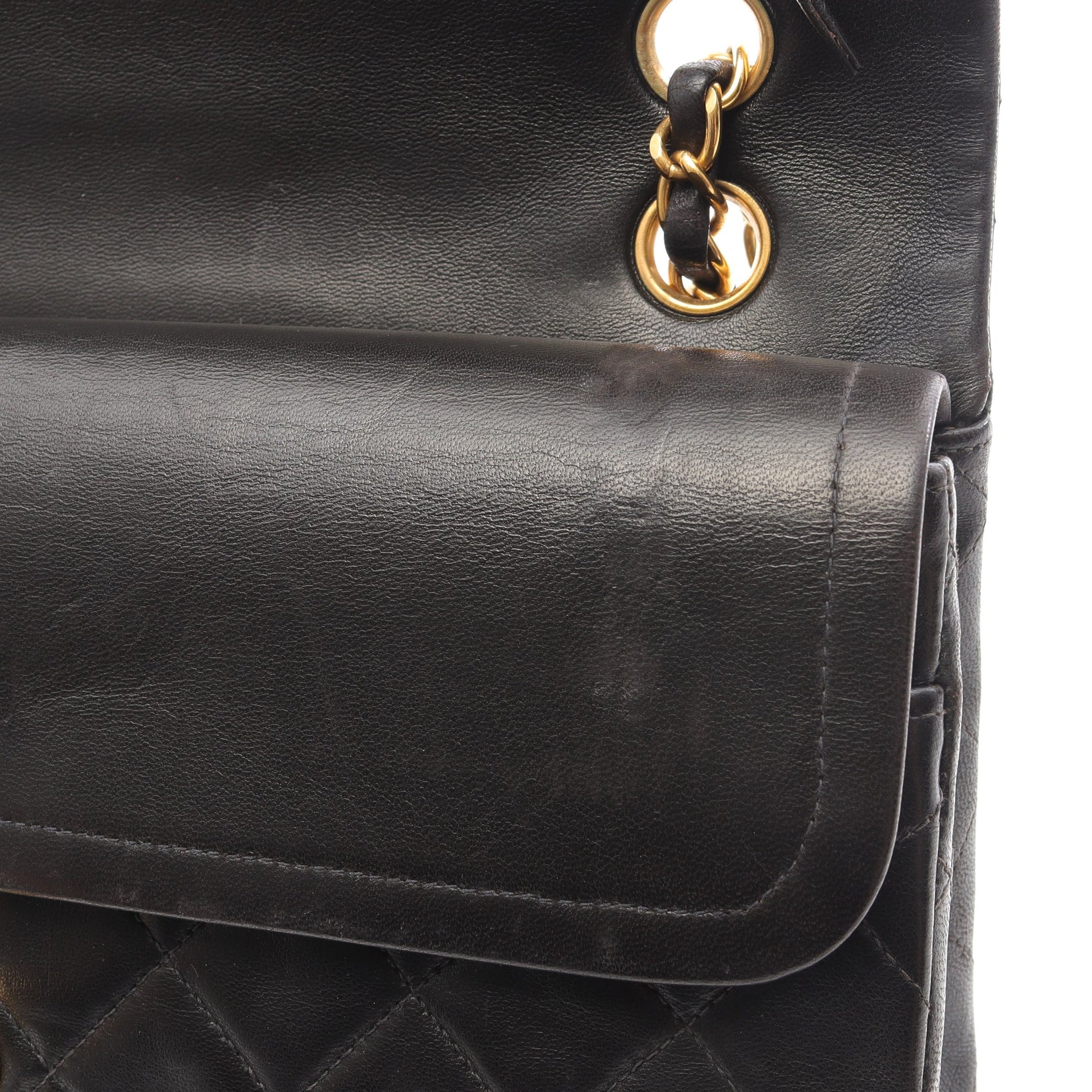 マトラッセ Wフラップ Wチェーンショルダーバッグ ラムスキン ブラック ゴールド金具 シャネル バッグ CHANEL