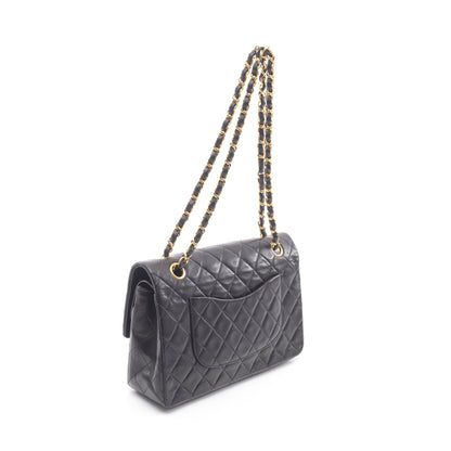 マトラッセ Wフラップ Wチェーンショルダーバッグ ラムスキン ブラック ゴールド金具 シャネル バッグ CHANEL