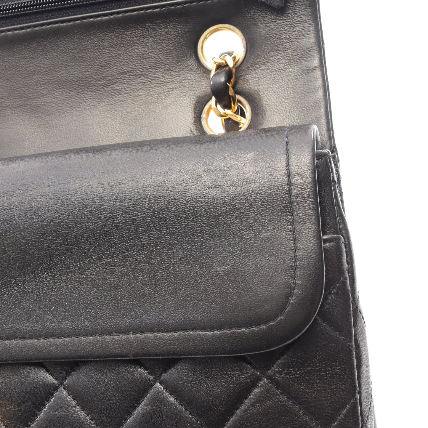 マトラッセ Wフラップ Wチェーンショルダーバッグ ラムスキン ブラック ゴールド金具 シャネル バッグ CHANEL