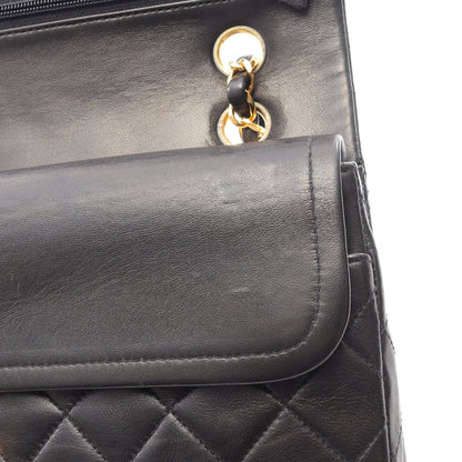 マトラッセ Wフラップ Wチェーンショルダーバッグ ラムスキン ブラック ゴールド金具 シャネル バッグ CHANEL