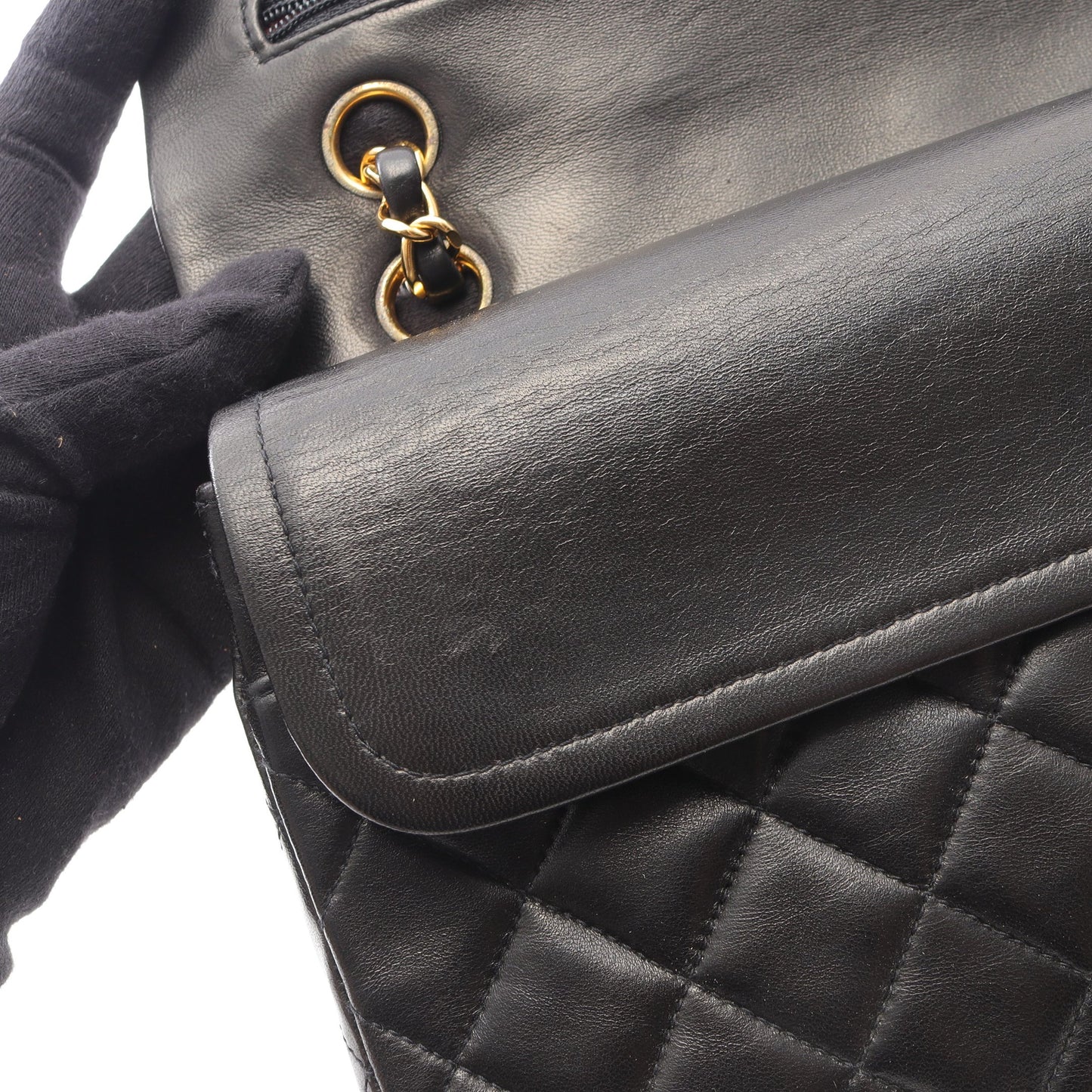 マトラッセ Wフラップ Wチェーンショルダーバッグ ラムスキン ブラック ゴールド金具 シャネル バッグ CHANEL