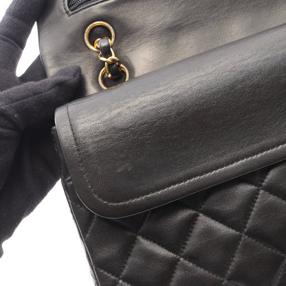 マトラッセ Wフラップ Wチェーンショルダーバッグ ラムスキン ブラック ゴールド金具 シャネル バッグ CHANEL