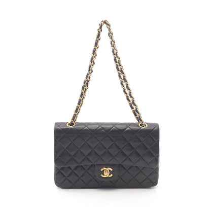 マトラッセ Wフラップ Wチェーンショルダーバッグ ラムスキン ブラック ゴールド金具 シャネル バッグ CHANEL
