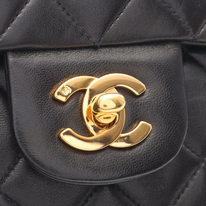 マトラッセ Wフラップ Wチェーンショルダーバッグ ラムスキン ブラック ゴールド金具 シャネル バッグ CHANEL