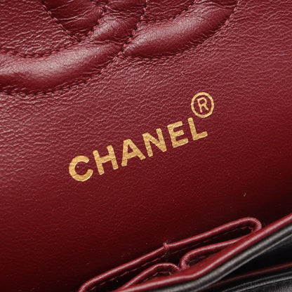 マトラッセ Wフラップ Wチェーンショルダーバッグ ラムスキン ブラック ゴールド金具 シャネル バッグ CHANEL