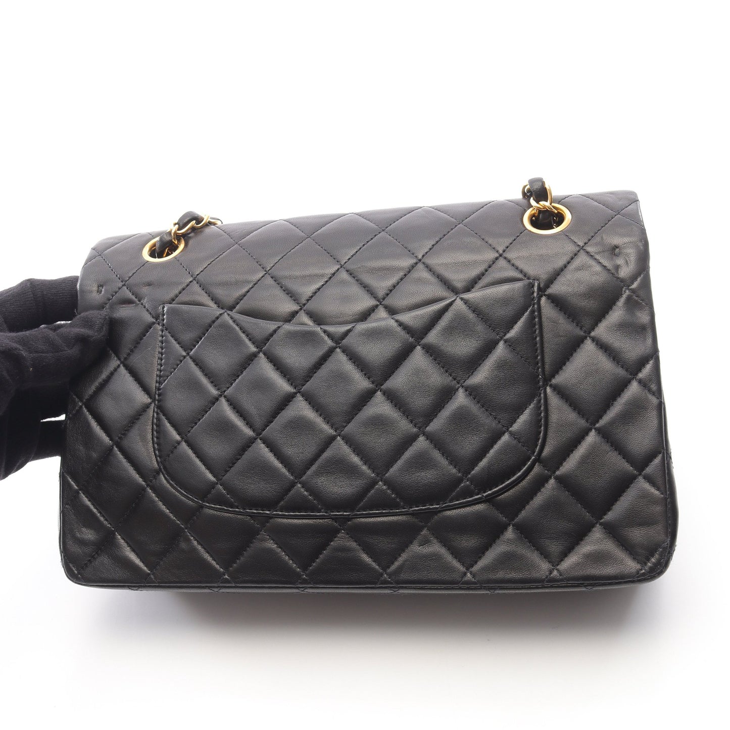 マトラッセ Wフラップ Wチェーンショルダーバッグ ラムスキン ブラック ゴールド金具 シャネル バッグ CHANEL