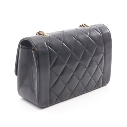 マトラッセ ダイアナフラップ チェーンショルダーバッグ ラムスキン ブラック ゴールド金具 シャネル バッグ CHANEL