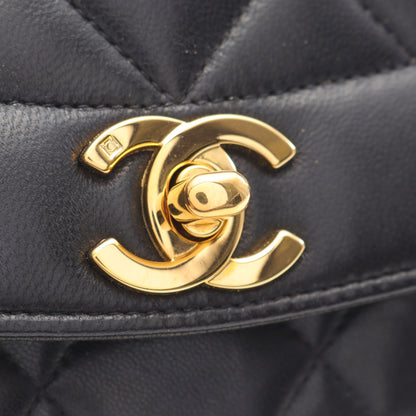マトラッセ ダイアナフラップ チェーンショルダーバッグ ラムスキン ブラック ゴールド金具 シャネル バッグ CHANEL