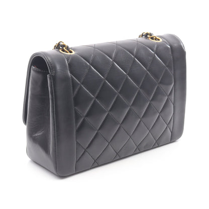 マトラッセ ダイアナフラップ チェーンショルダーバッグ ラムスキン ブラック ゴールド金具 シャネル バッグ CHANEL