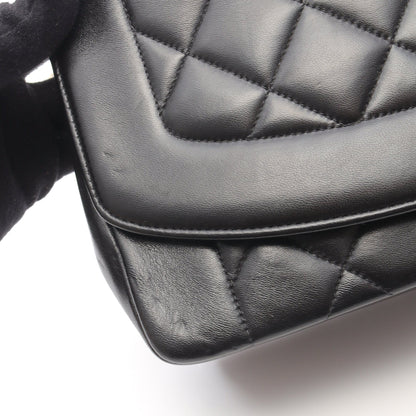 マトラッセ ダイアナフラップ チェーンショルダーバッグ ラムスキン ブラック ゴールド金具 シャネル バッグ CHANEL