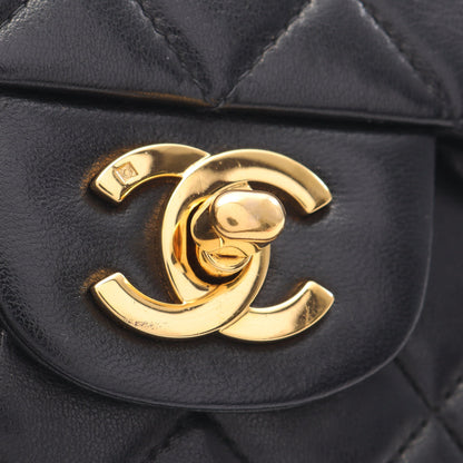 マトラッセ Wフラップ Wチェーンショルダーバッグ ラムスキン ブラック ゴールド金具 シャネル バッグ CHANEL