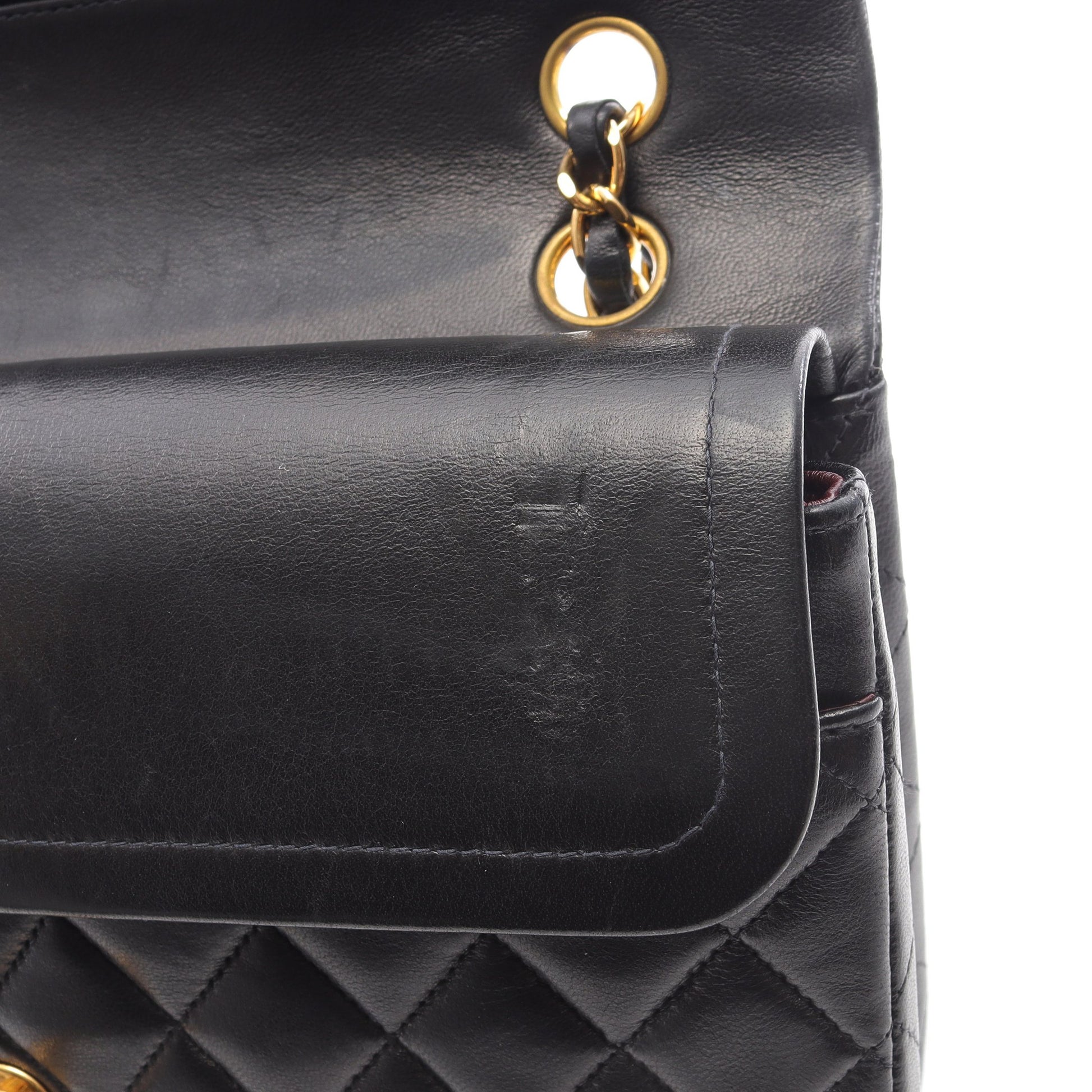 マトラッセ Wフラップ Wチェーンショルダーバッグ ラムスキン ブラック ゴールド金具 シャネル バッグ CHANEL