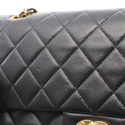 マトラッセ Wフラップ Wチェーンショルダーバッグ ラムスキン ブラック ゴールド金具 シャネル バッグ CHANEL