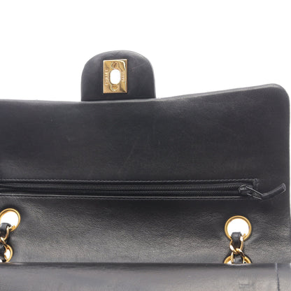 マトラッセ Wフラップ Wチェーンショルダーバッグ ラムスキン ブラック ゴールド金具 シャネル バッグ CHANEL