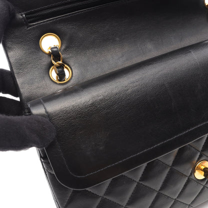 マトラッセ Wフラップ Wチェーンショルダーバッグ ラムスキン ブラック ゴールド金具 シャネル バッグ CHANEL