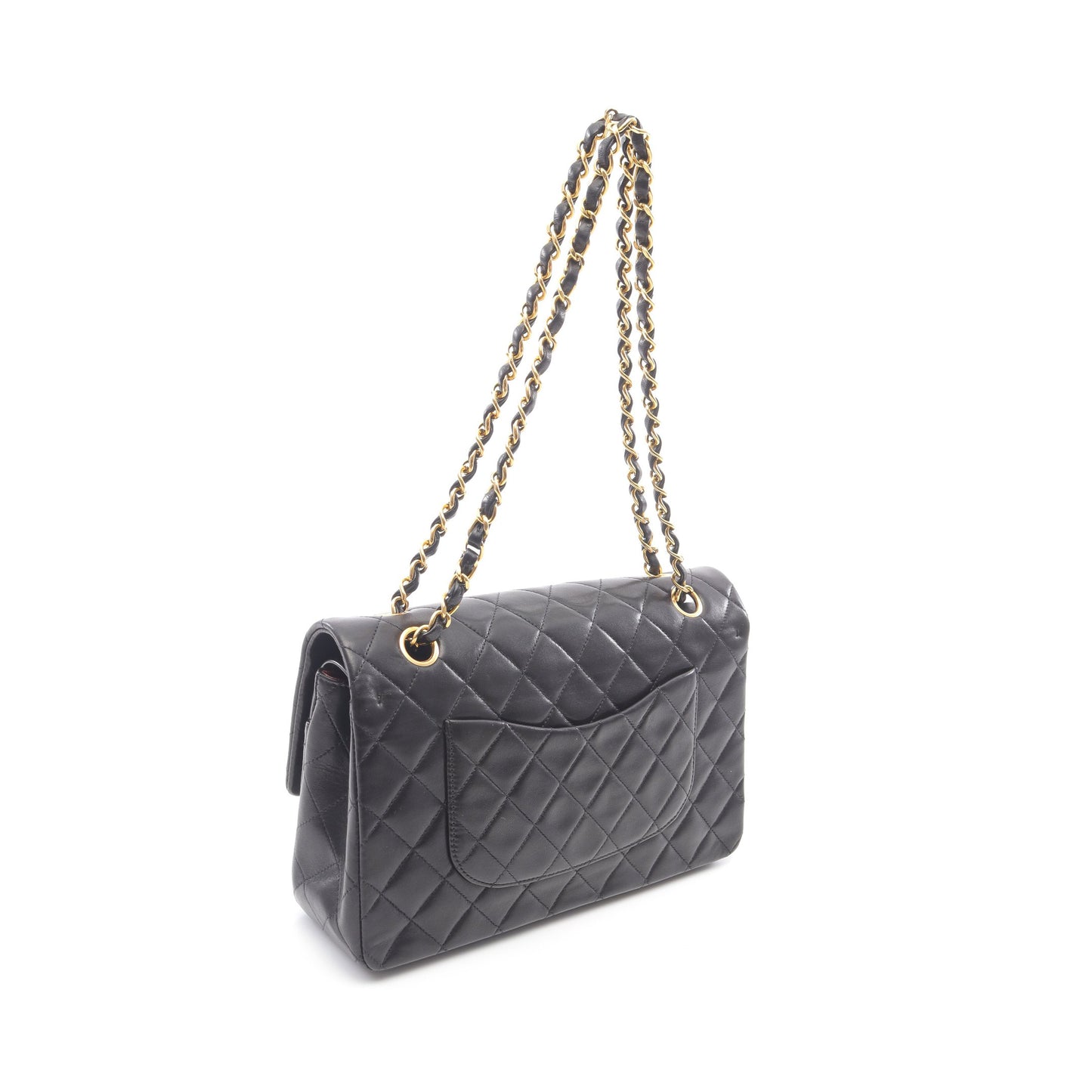 マトラッセ Wフラップ Wチェーンショルダーバッグ ラムスキン ブラック ゴールド金具 シャネル バッグ CHANEL
