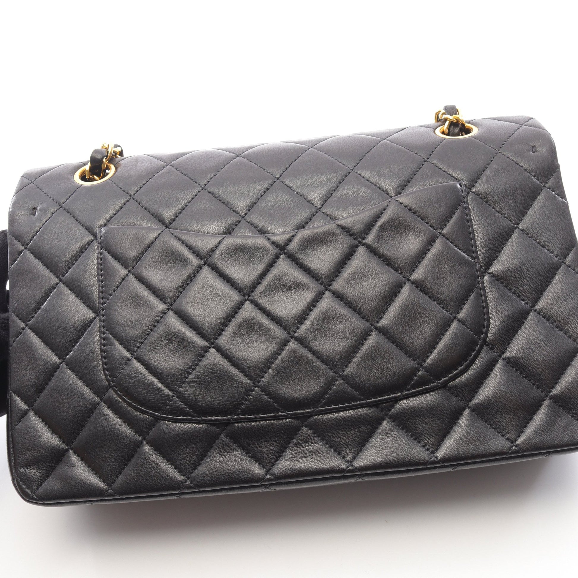 マトラッセ Wフラップ Wチェーンショルダーバッグ ラムスキン ブラック ゴールド金具 シャネル バッグ CHANEL