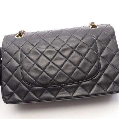 マトラッセ Wフラップ Wチェーンショルダーバッグ ラムスキン ブラック ゴールド金具 シャネル バッグ CHANEL