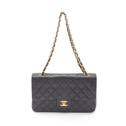 マトラッセ Wフラップ Wチェーンショルダーバッグ ラムスキン ブラック ゴールド金具 シャネル バッグ CHANEL