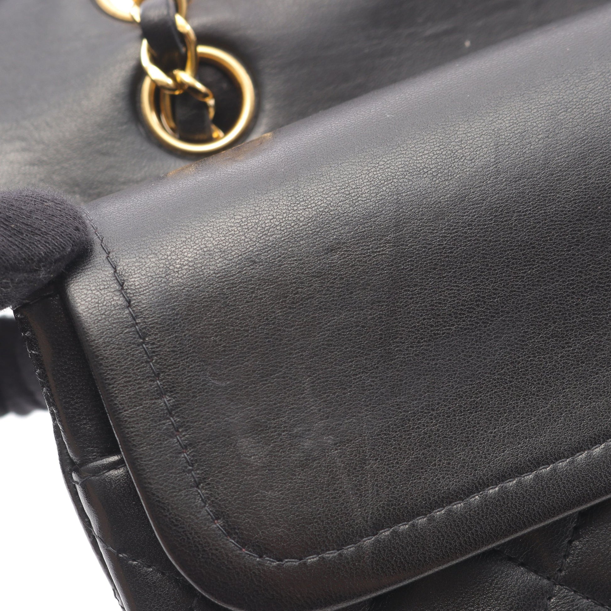 マトラッセ Wフラップ Wチェーンショルダーバッグ ラムスキン ブラック ゴールド金具 シャネル バッグ CHANEL
