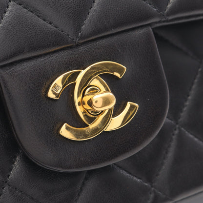 マトラッセ Wフラップ Wチェーンショルダーバッグ ラムスキン ブラック ゴールド金具 シャネル バッグ CHANEL