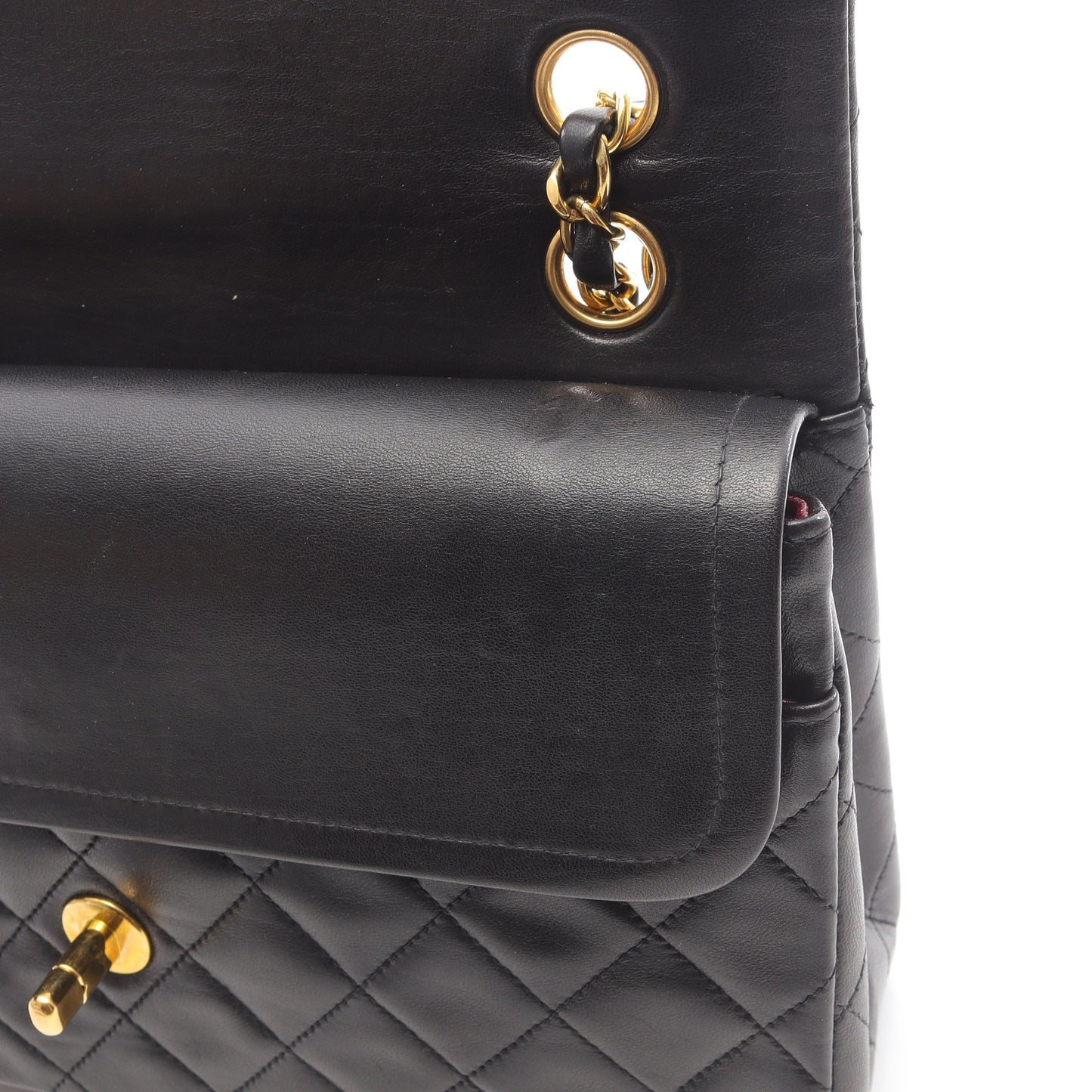 マトラッセ Wフラップ Wチェーンショルダーバッグ ラムスキン ブラック ゴールド金具 シャネル バッグ CHANEL