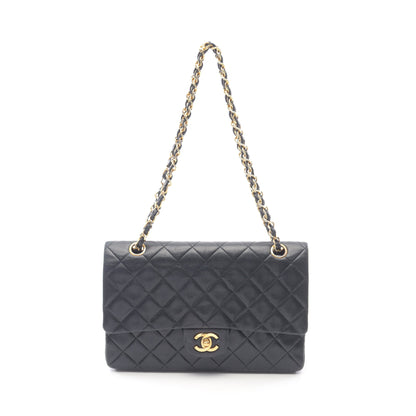 マトラッセ Wフラップ Wチェーンショルダーバッグ ラムスキン ブラック ゴールド金具 シャネル バッグ CHANEL