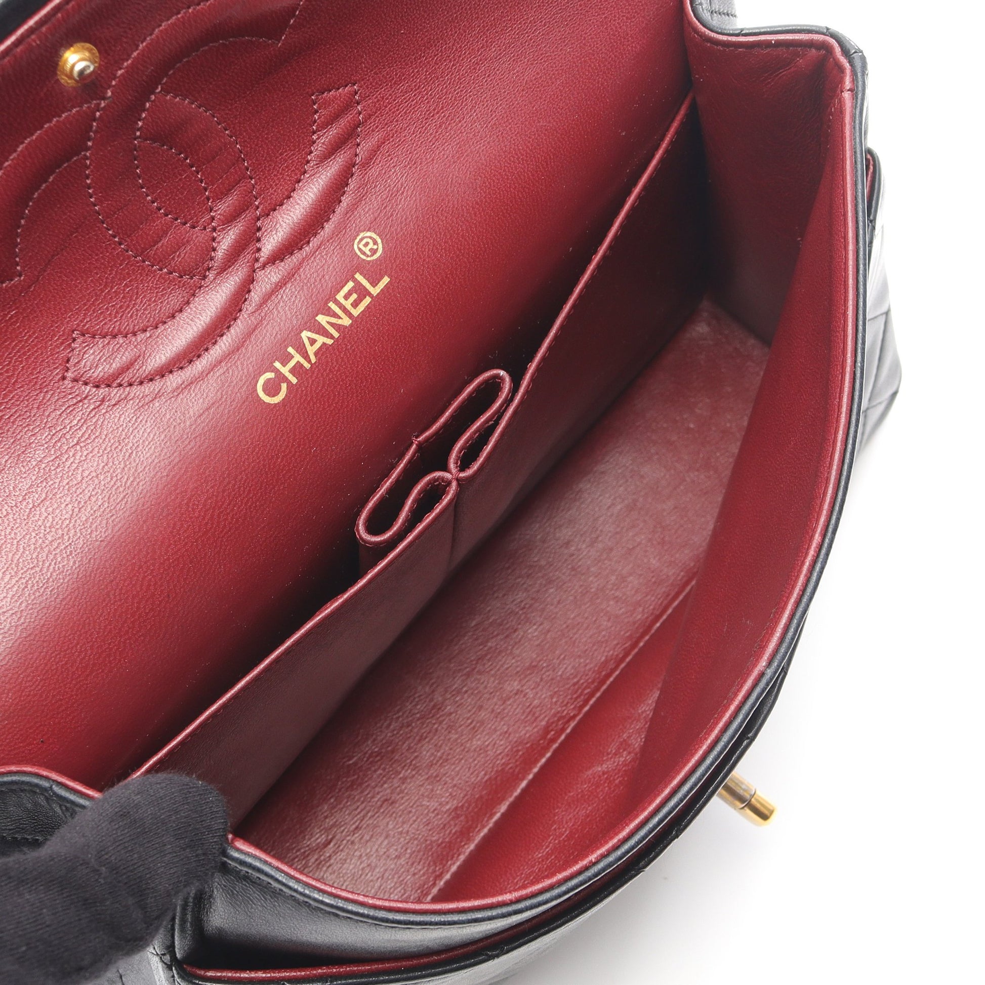 マトラッセ Wフラップ Wチェーンショルダーバッグ ラムスキン ブラック ゴールド金具 シャネル バッグ CHANEL