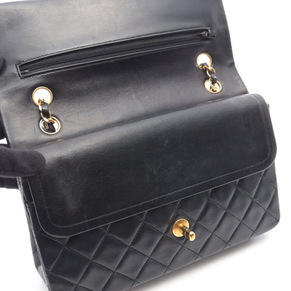 マトラッセ Wフラップ Wチェーンショルダーバッグ ラムスキン ブラック ゴールド金具 シャネル バッグ CHANEL