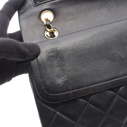 マトラッセ Wフラップ Wチェーンショルダーバッグ ラムスキン ブラック ゴールド金具 シャネル バッグ CHANEL