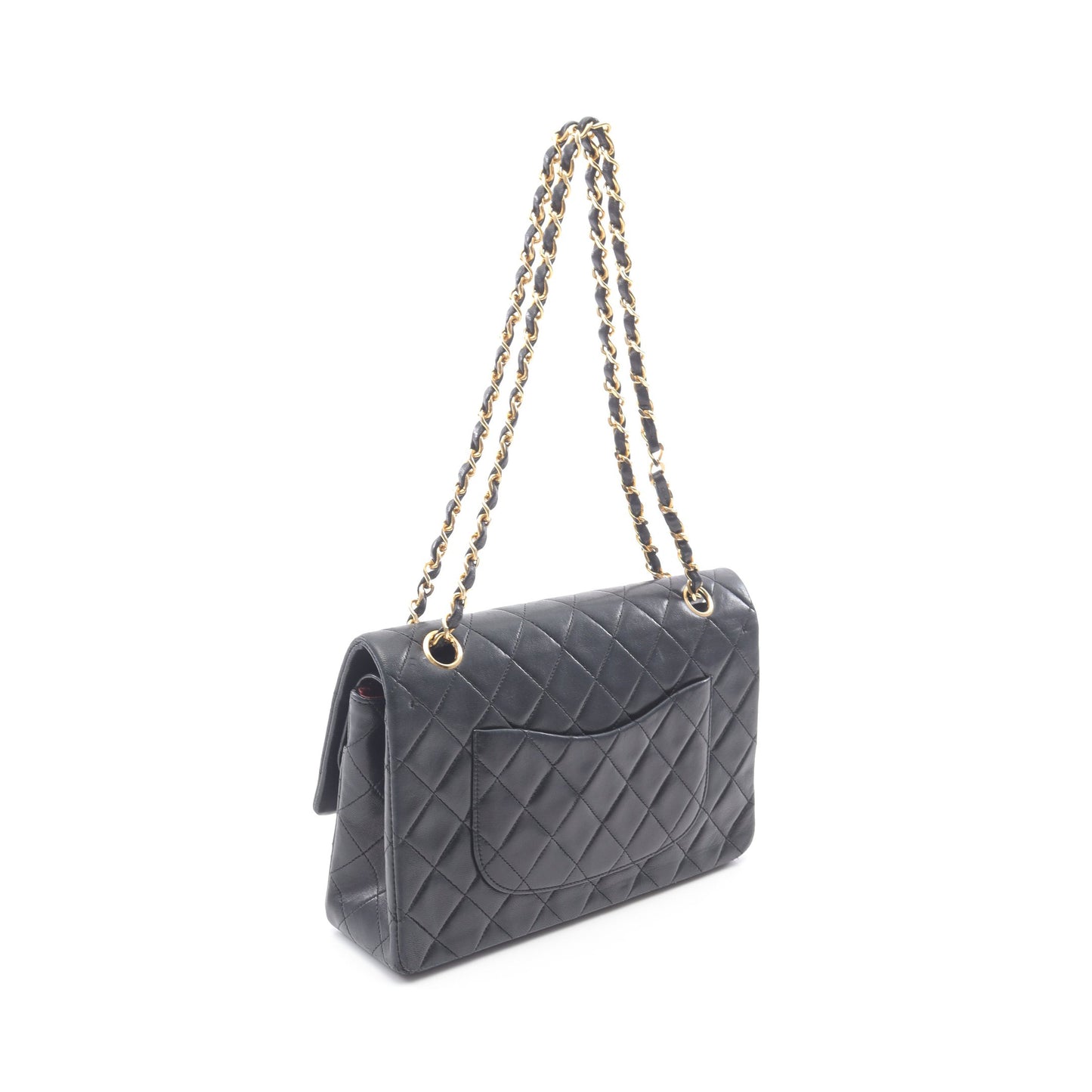 マトラッセ Wフラップ Wチェーンショルダーバッグ ラムスキン ブラック ゴールド金具 シャネル バッグ CHANEL