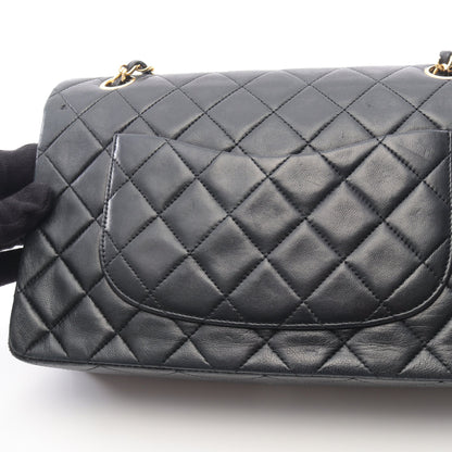 マトラッセ Wフラップ Wチェーンショルダーバッグ ラムスキン ブラック ゴールド金具 シャネル バッグ CHANEL