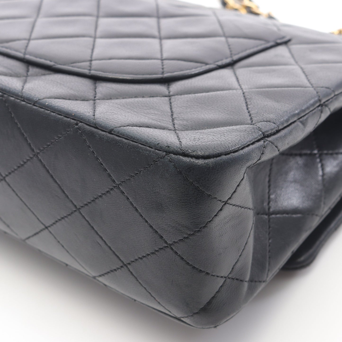 マトラッセ Wフラップ Wチェーンショルダーバッグ ラムスキン ブラック ゴールド金具 シャネル バッグ CHANEL