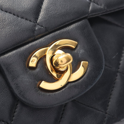 マトラッセ Wフラップ Wチェーンショルダーバッグ ラムスキン ブラック ゴールド金具 シャネル バッグ CHANEL