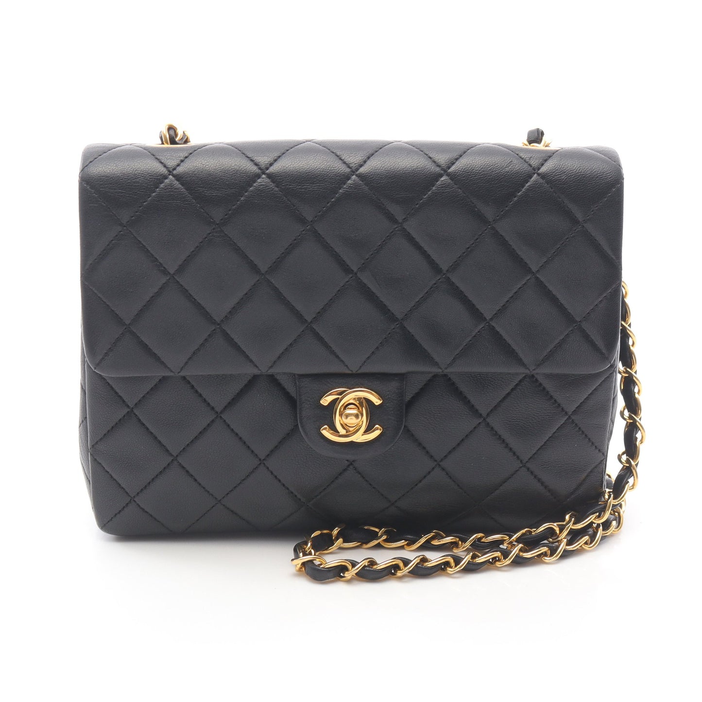 ミニマトラッセ チェーンショルダーバッグ ラムスキン ブラック ゴールド金具 シャネル バッグ CHANEL