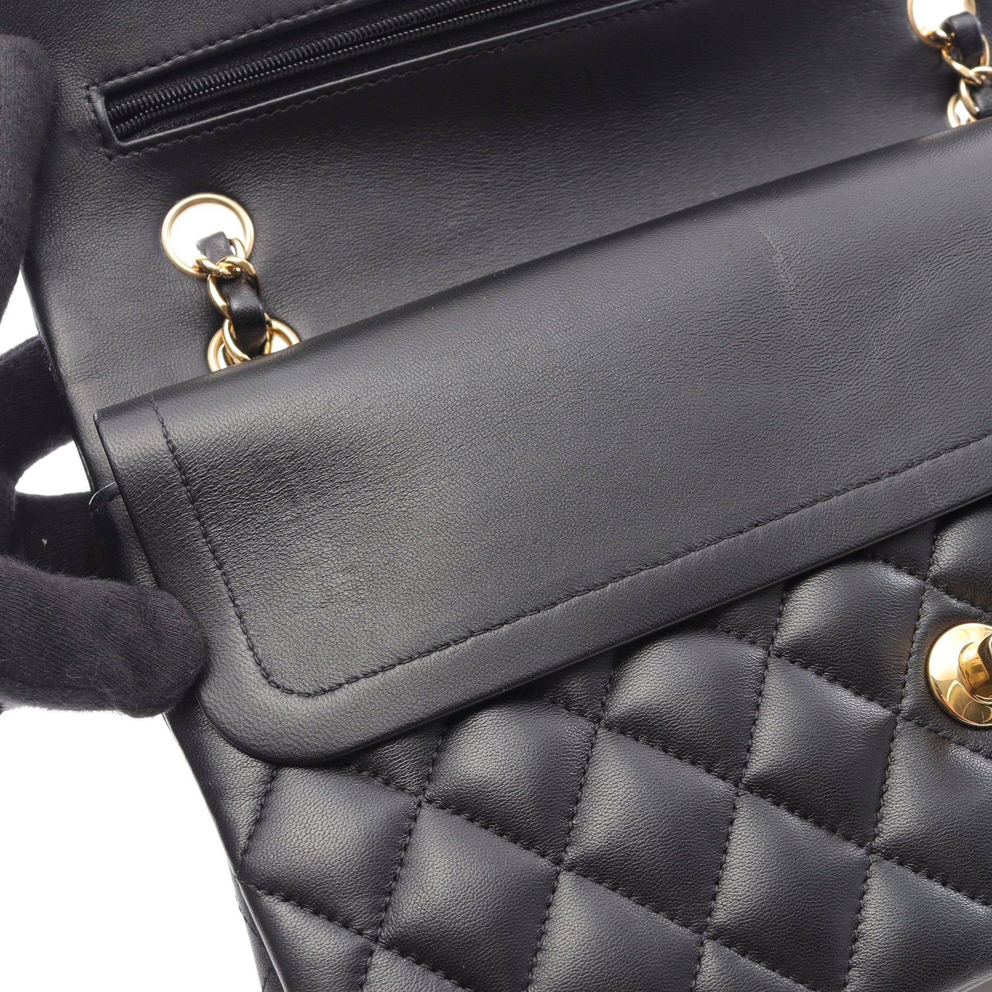 マトラッセ Wフラップ Wチェーンショルダーバッグ ラムスキン ブラック ゴールド金具 シャネル バッグ CHANEL
