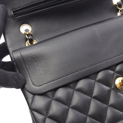 マトラッセ Wフラップ Wチェーンショルダーバッグ ラムスキン ブラック ゴールド金具 シャネル バッグ CHANEL