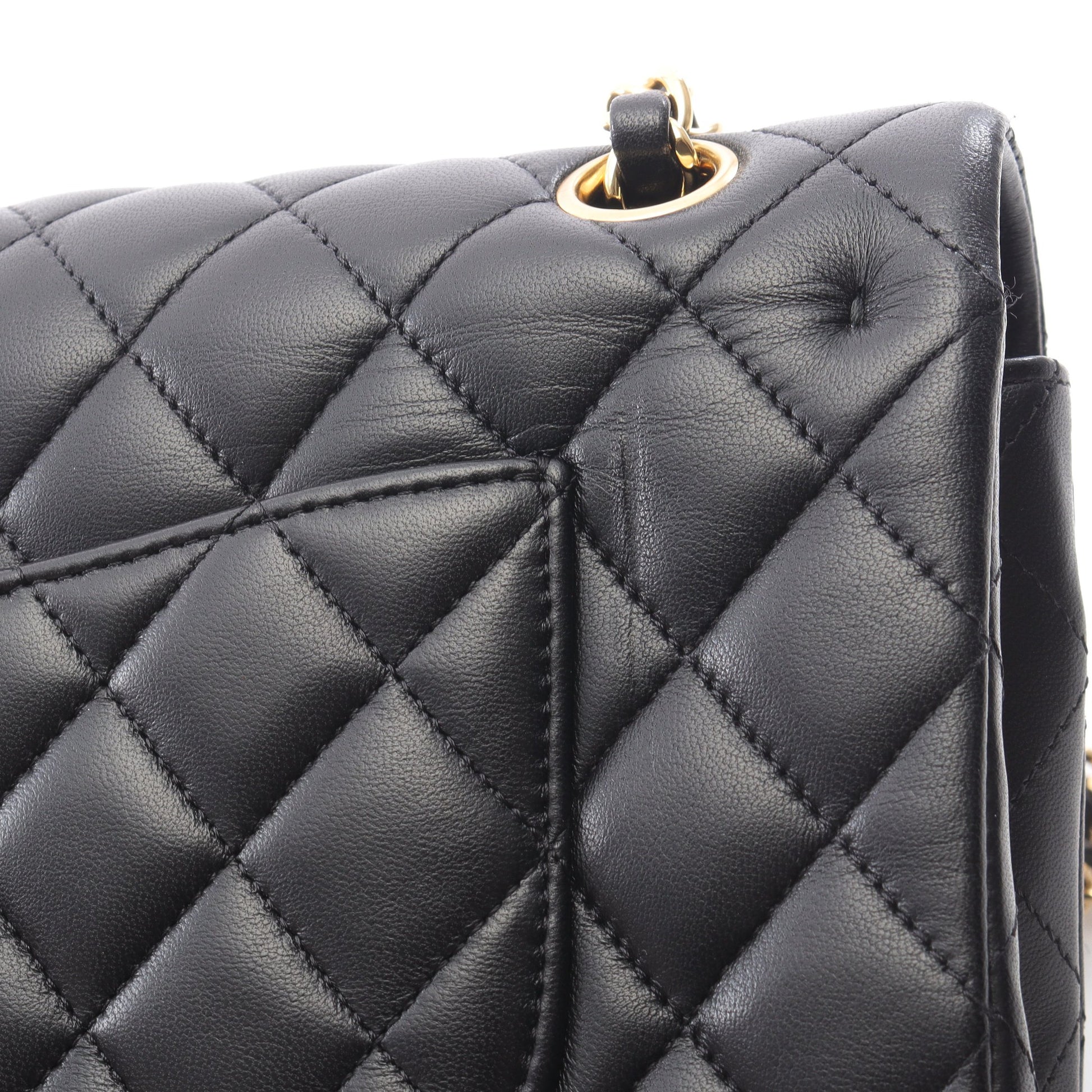 マトラッセ Wフラップ Wチェーンショルダーバッグ ラムスキン ブラック ゴールド金具 シャネル バッグ CHANEL