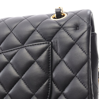 マトラッセ Wフラップ Wチェーンショルダーバッグ ラムスキン ブラック ゴールド金具 シャネル バッグ CHANEL
