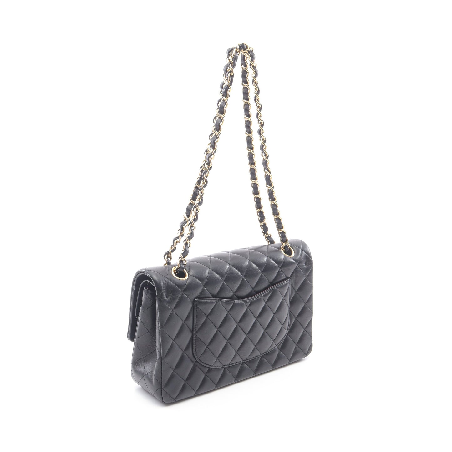 マトラッセ Wフラップ Wチェーンショルダーバッグ ラムスキン ブラック ゴールド金具 シャネル バッグ CHANEL