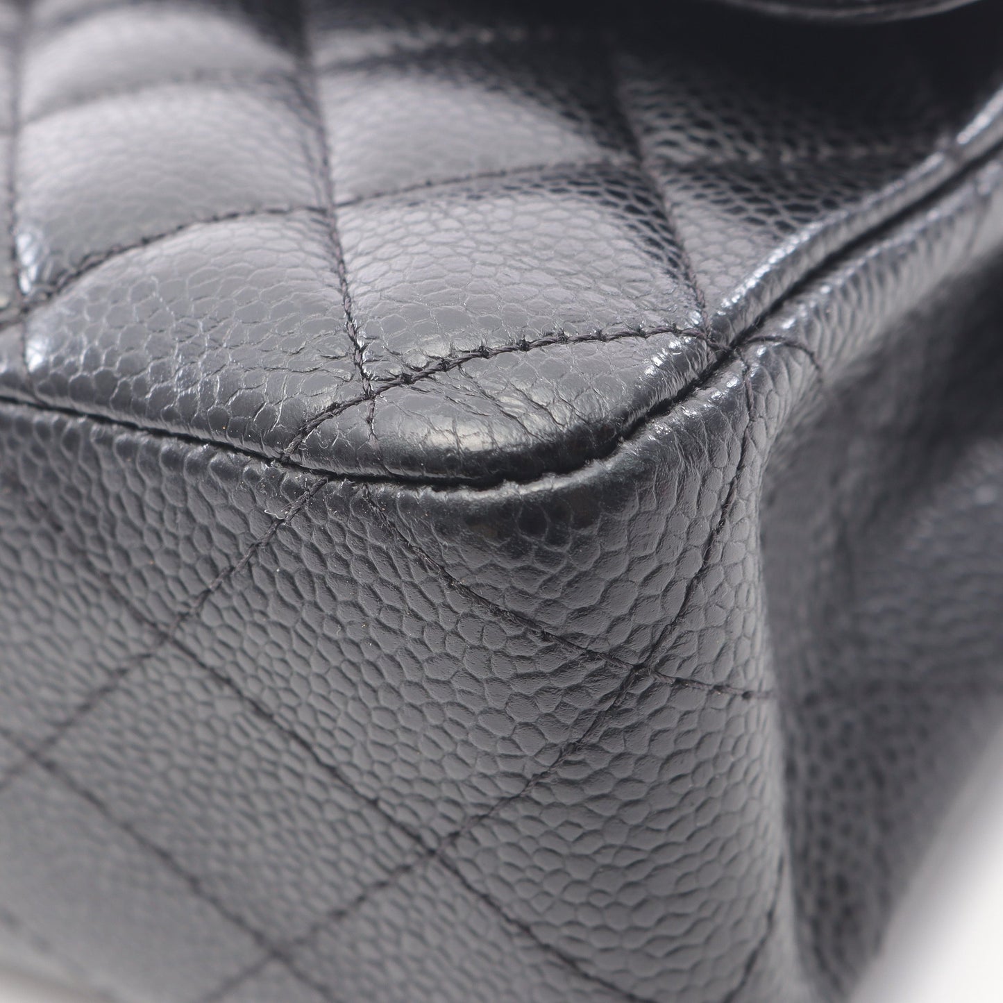 マトラッセ Wフラップ Wチェーンショルダーバッグ キャビアスキン ブラック シルバー金具 シャネル バッグ CHANEL