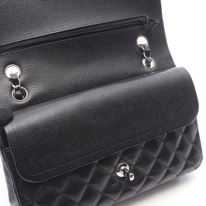 マトラッセ Wフラップ Wチェーンショルダーバッグ キャビアスキン ブラック シルバー金具 シャネル バッグ CHANEL