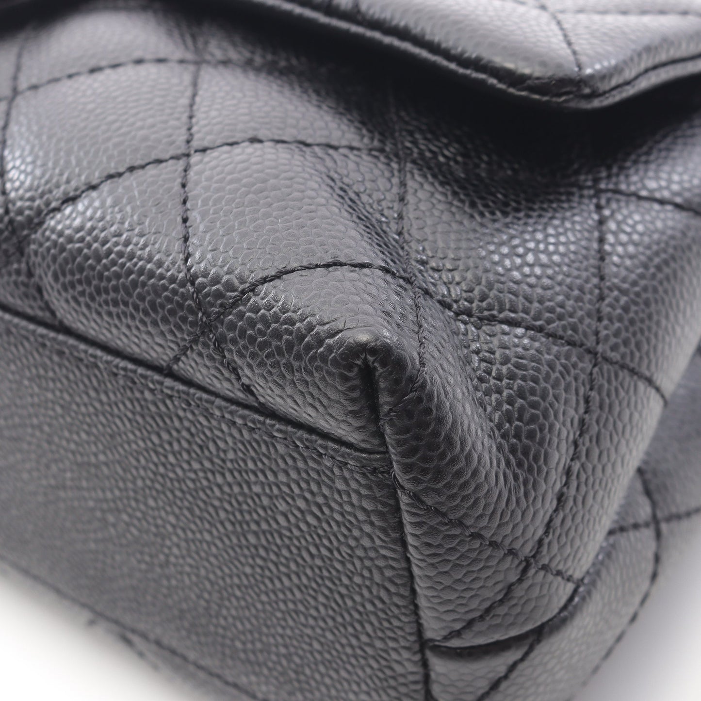 マトラッセ トップハンドル ハンドバッグ キャビアスキン ブラック シルバー金具 シャネル バッグ CHANEL